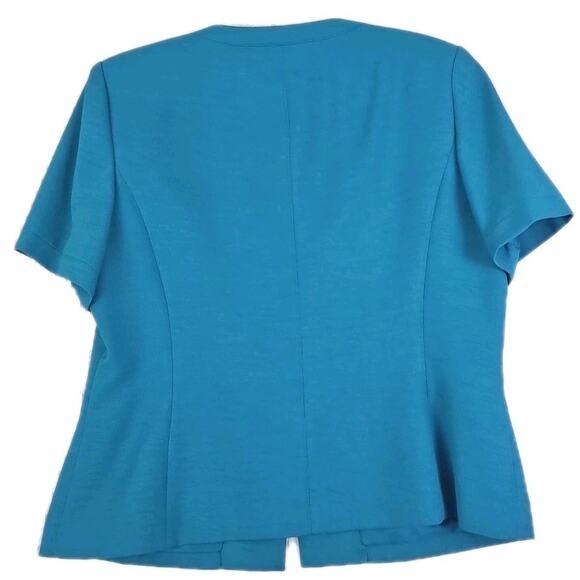 Kasper ASL ~Woman Size 16~Blue Blazer/Skirt Suit Short Sleeve Career Office Wear - Picture 3 of 16